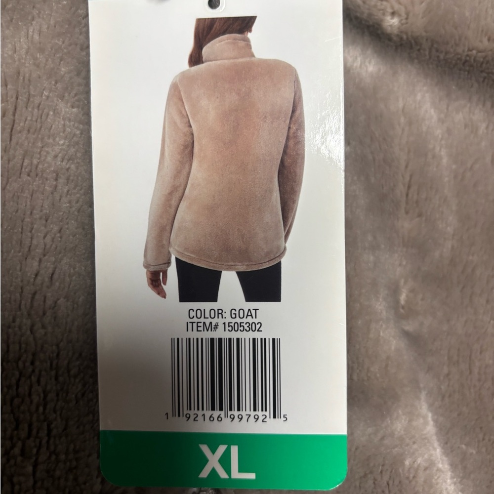 Izod Plush Fleece Jacket in Taupe/Goat Size XL $10 - Picture 3 of 3
